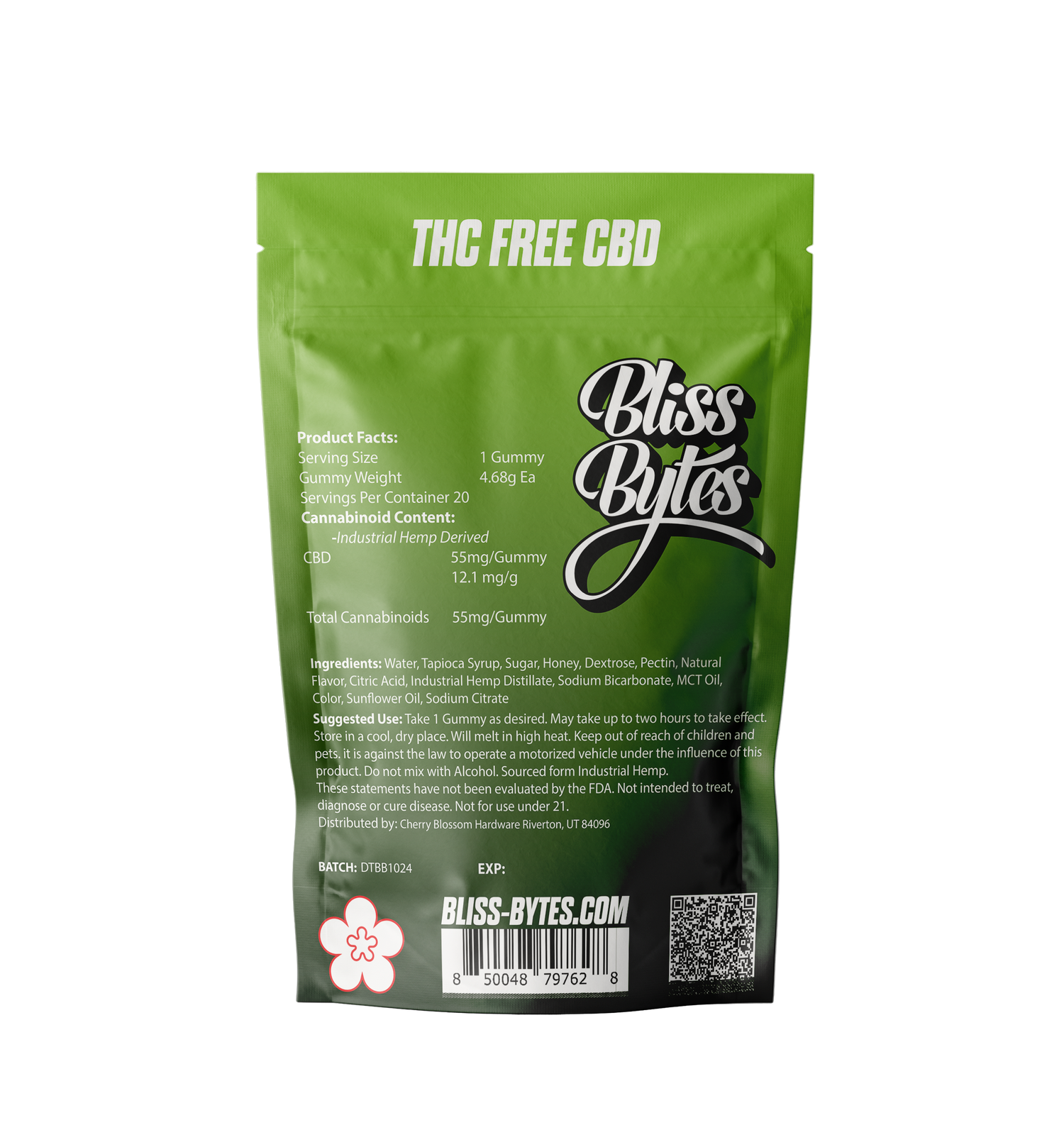 CBD Gummies 55mg THC-Free - 1100mg Total CBD